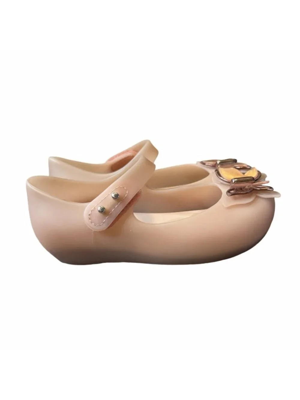Mini Melissa Girls Cream Butterfly Mary Jane Jelly Flats Size US 9 Toddler